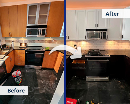 Cabinet Refacing Before and After in Queens