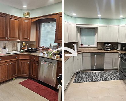 Before and After for a Kitchen Remodel job in Queens, NY