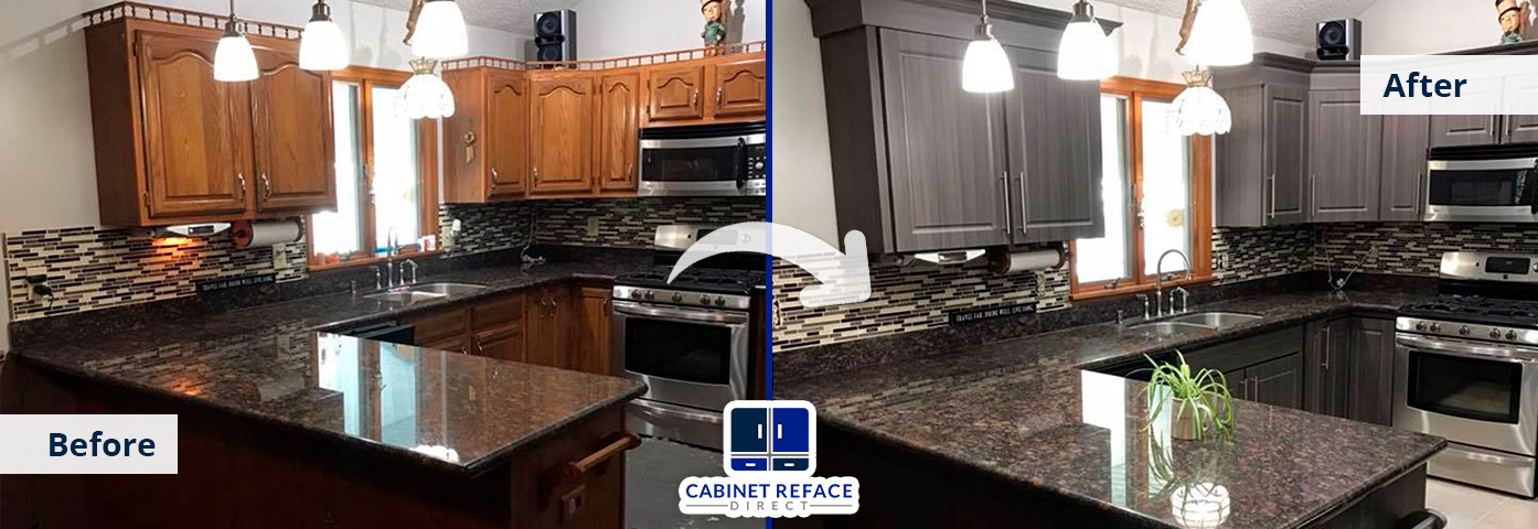 Ozone Park Cabinet Refacing Before and After With Wooden Cabinets Turning to White Modern Cabinets