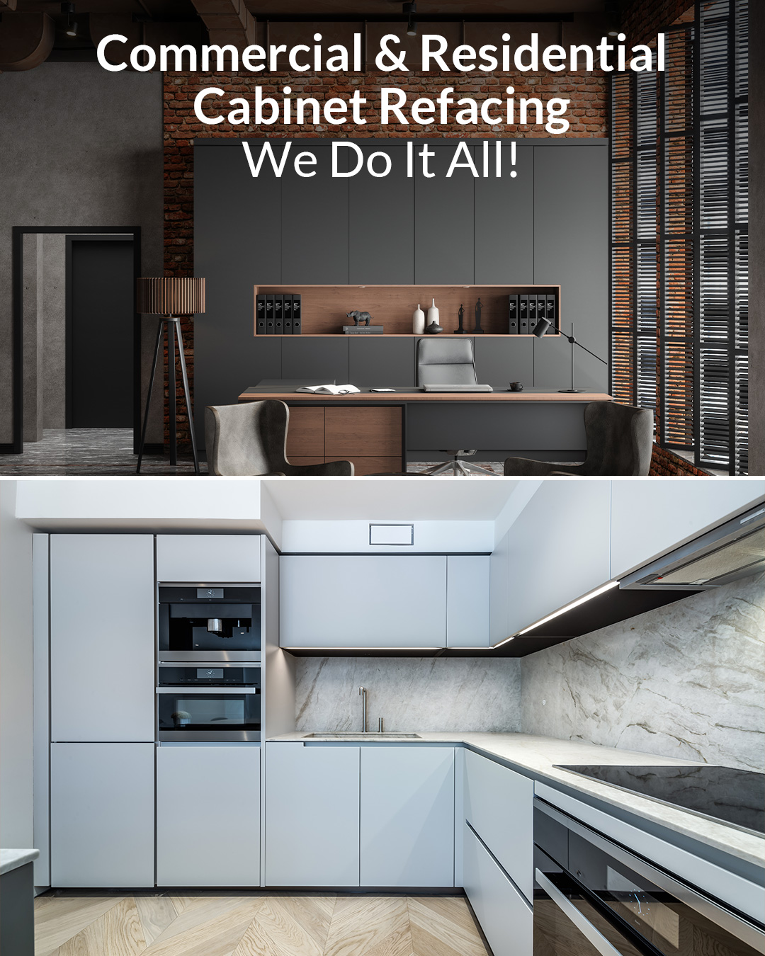 Commercial & Residential Cabinet Refacing. We Do It All!